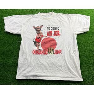 Vintage Yo Quiero Air Jor Chihuahuas Can Jump Basketball Graphic Tee Shirt Sz XL